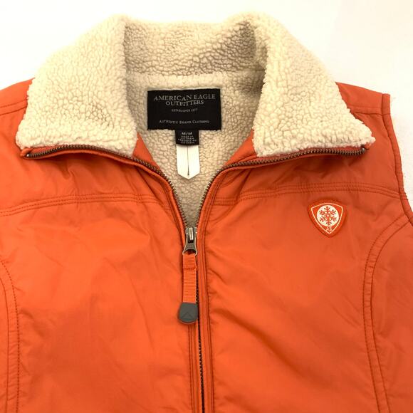 American Eagle Outfitters Jackets & Blazers - American Eagle Outfitters Womens Vest Orange Medium Shelter Series Sherpa Lined
